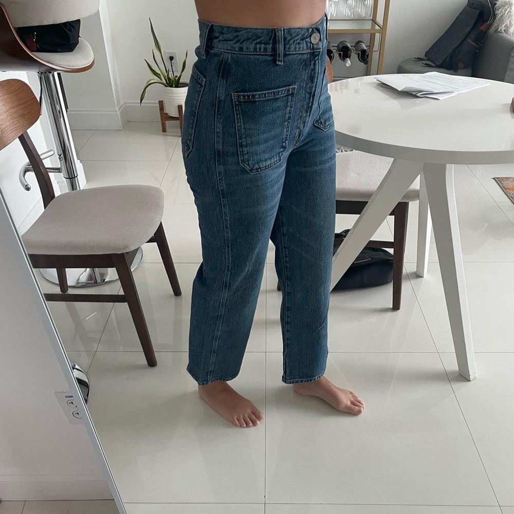 Reformation High Rise Front Pocket Cropped Jeans